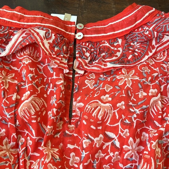 CLEOBELLA Blair Mini Dress Tassel-Cuff Ruffle Floral Paisley Coral XS - Picture 13 of 15